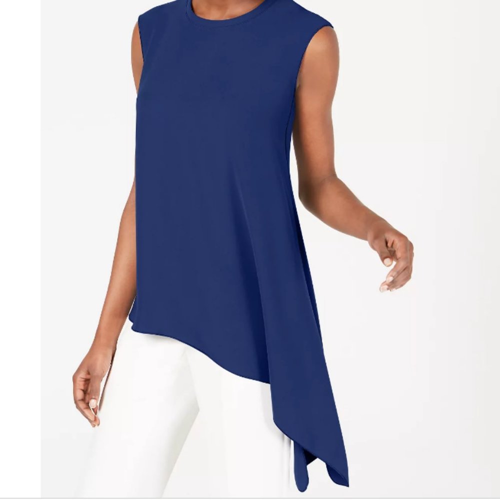 Anne Klein Asymmetrical Fluid Crepe Blouse